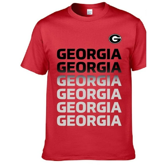 Brand New Georgia Repeating Name Design Lightweight Short-Sleeve T-Shirt, 100% Cotton(Adult Small), Official Bulldogs Logo/Colors