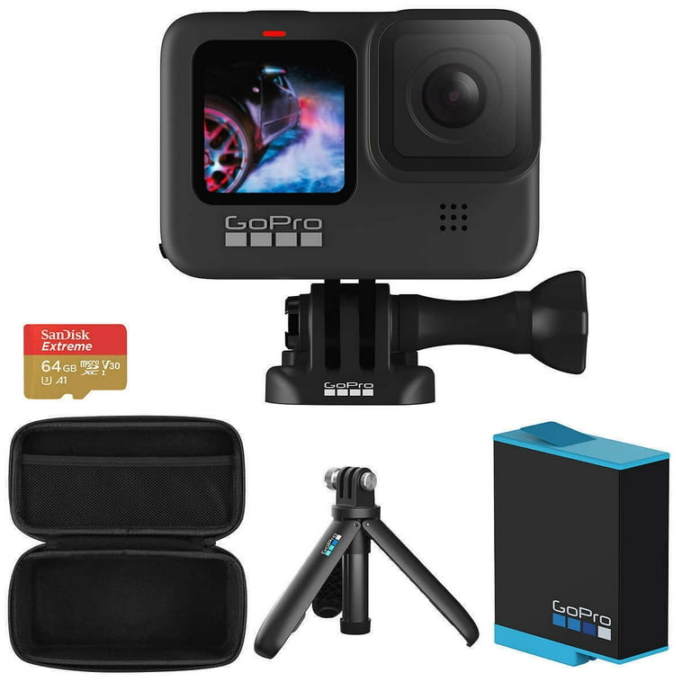 Brand New GoPro HERO9 Black Action Camera Bundle -- Extra Battery/Case/64GB  