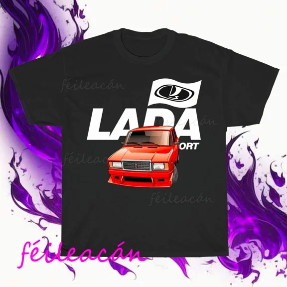 Brand New Lada logo (white) Active Logo American T-Shirt Funny Size S to 5XL