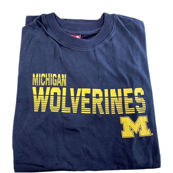 Brand New Men's Athletics Michigan Diced Name Short-Sleeve Lightweight T-Shirt, 100% Cotton, Officially Licensed(Adult Medium), Official Wolverines Graphics Logo/Navy Color