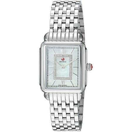 Michele Women's Deco II Mid Silver Diamond 26mm Watch MWW06I000026