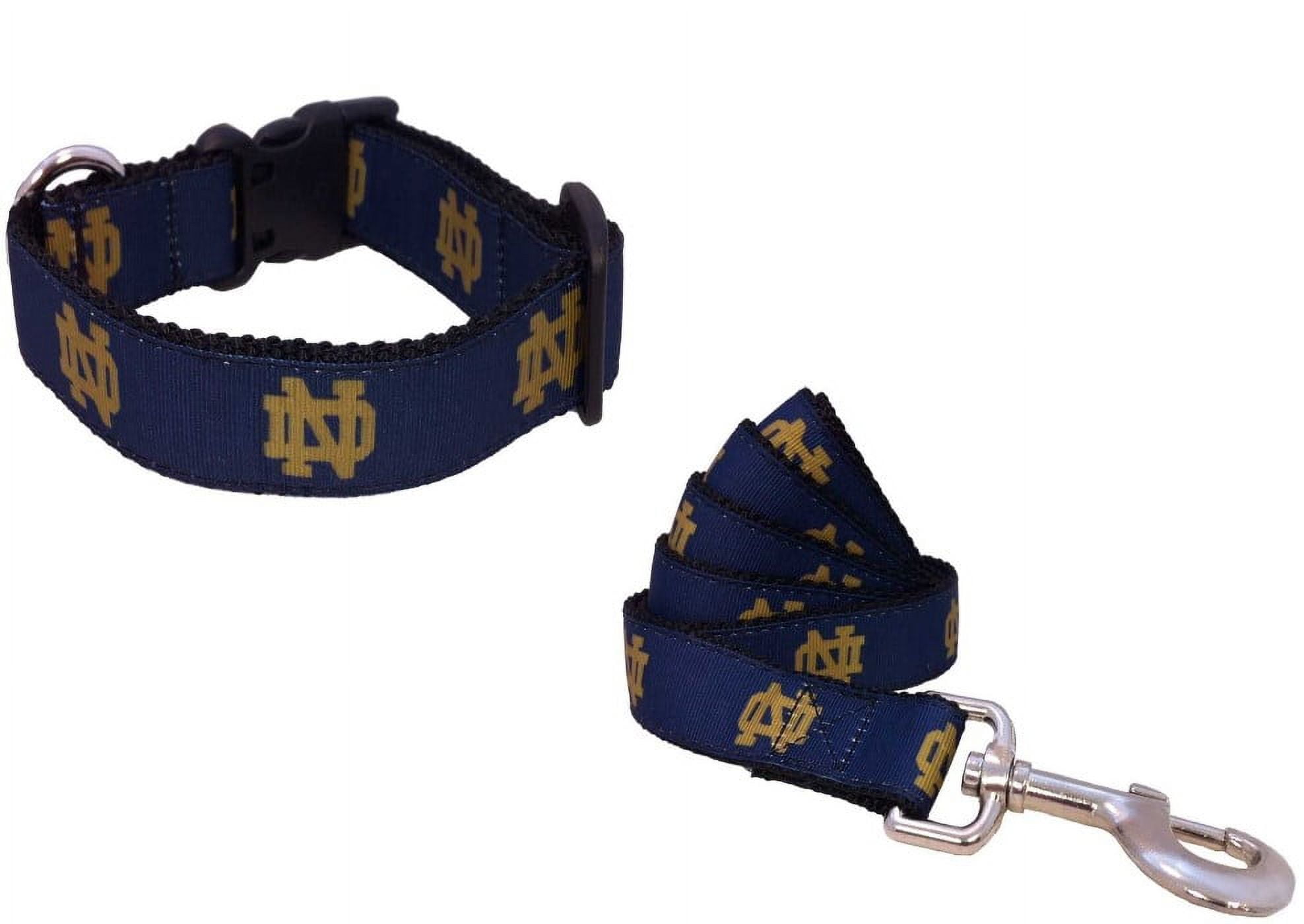 Brand New ND Irish Large Pet Dog Collar 1 Inch Wide 18 30 Inch Long and Large Leash 1 Inch Wide 6 Feet Long Bundle Official Notre Dame Logo