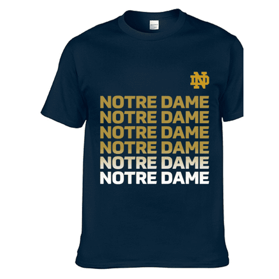 Brand New ND Repeating Design Short-Sleeved T-Shirt(Adult Medium), Official Notre/Dame Logo/Colors