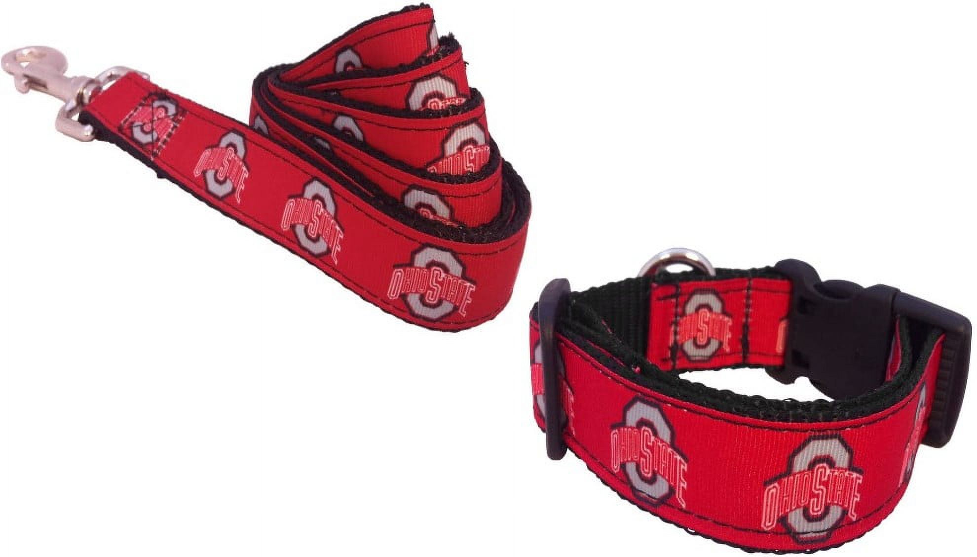 Brand New Ohio/State Small Pet Dog Collar(1 Inch Wide, 8-14 Inch Long), and Small Leash(5/8 Inch Wide, 6 Feet Long) Bundle, Official Team Logo/Red Color - image 1 of 3