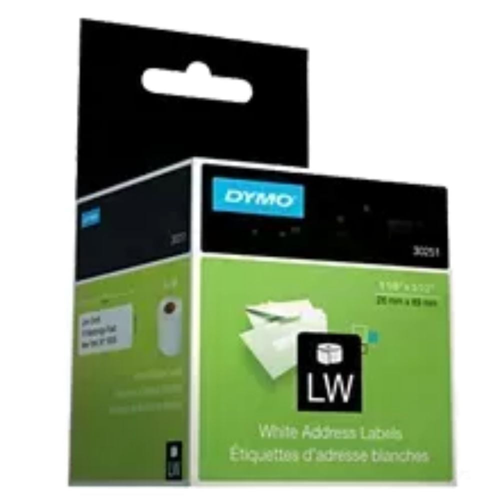 ~Brand New Original DYMO 30252 350 / Roll Labels Address Label Black on White 1-1/8" x 3-1/2" (28mm x 89mm) - 2 Rolls / Box