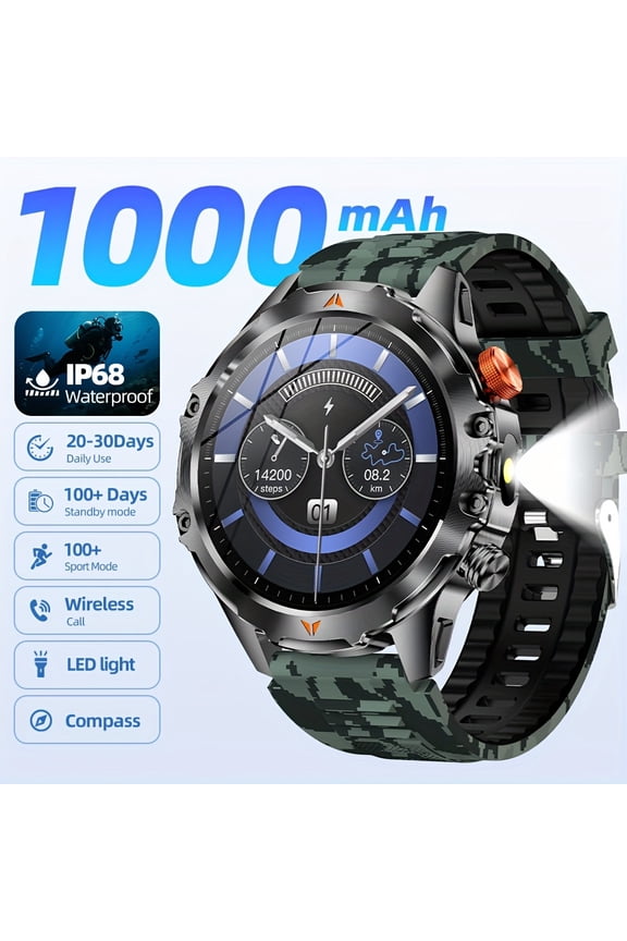 Brand New Outdoor Smartwatch: 1000mAh Large Battery (20-30 Days Use), All-Metal Body, 60HZ High Refresh Screen, One-Touch Wireless Call, Message Push, Smart Fitness Watch