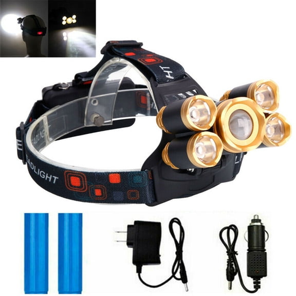 Brand New Rechargeable Headlamp,5 LED Headlamp Flashlight ,4 Modes USB Rechargeable Waterproof Head Lamp for Outdoor Camping Cycling Running Fishing, Head Lamps for Adults