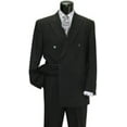 thumbnail image 1 of Brand New Solid Black Double Breasted 100% Wool Fabric Super 150s Wide Suit Side Vent (Pleated Or Flat Front Pants), 1 of 1