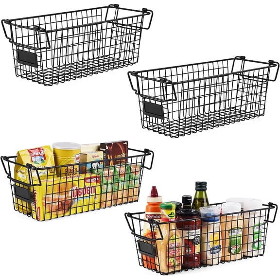 Brand New -- Stackable Wire Basket Storage Shelf Organizer with Handles 4 pack