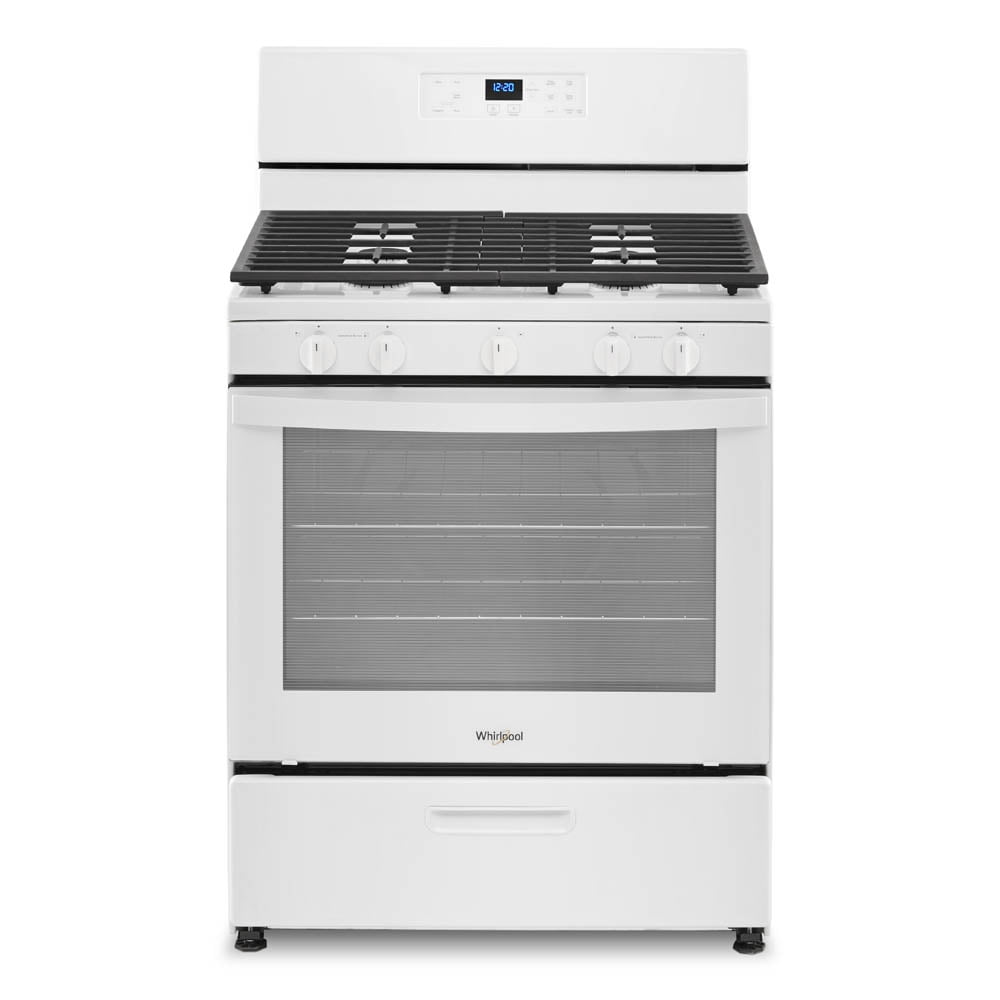 Brand New Whirlpool® WFG505M0MW 5.1 Cu. ft. Freestanding Gas Range with Edge-to-Edge Cooktop and Frozen Bake™ Technology. Dimensions: 46" H x 30" W x 27" D