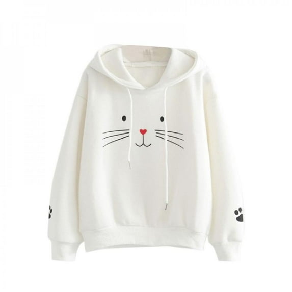 Brand Promotion!Women Hoodies Sweatshirt Kawaii Winter Cat Pattern Long Sleeve Pullover Hooded Sweatshirts Over Size Hoodie Y3