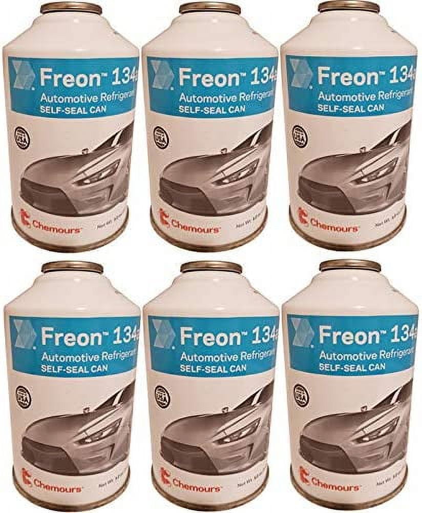 Brand R134a for MVAC use in a 12-Ounce Self-Sealing Container (6)