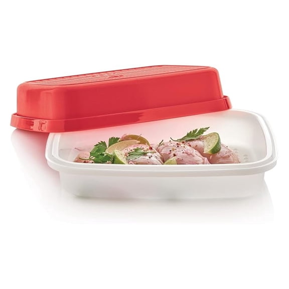 Brand Season-Serve Marinade & Food Storage Container with Lid - Dishwasher Safe & BPA Free - Large Size with Grid Design for Seasoning Meats, Fish & Vegetables