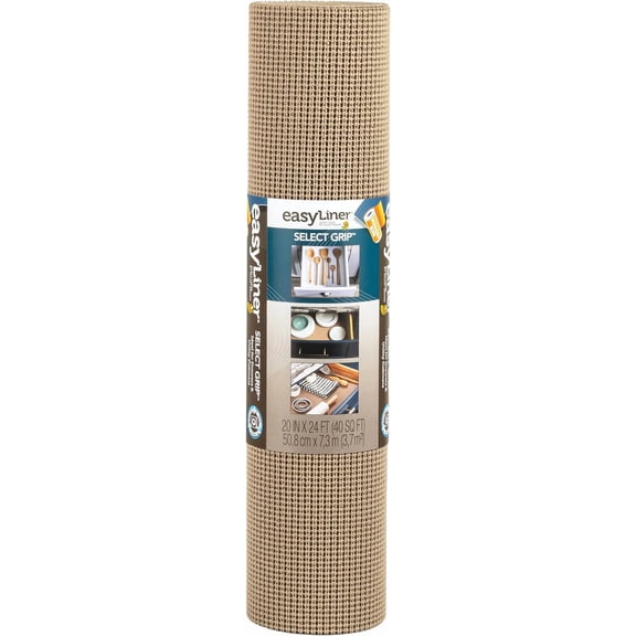 Duck Brand Select Grip Easy Liner Shelf and Drawer Liner, Non-Adhesive, 20-Inch x 24-Feet, Brownstone