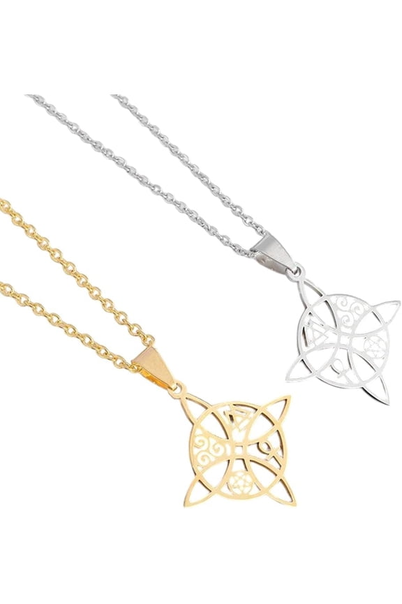 Brand-new 2025 Arrival Charm Witch Knot Necklace Pendant Stainless Steel Triskelion Ankh Pentacle Amulet Jewelry For Women Lucky Gift With For You Accessories Trendy Creative Gift[k925]