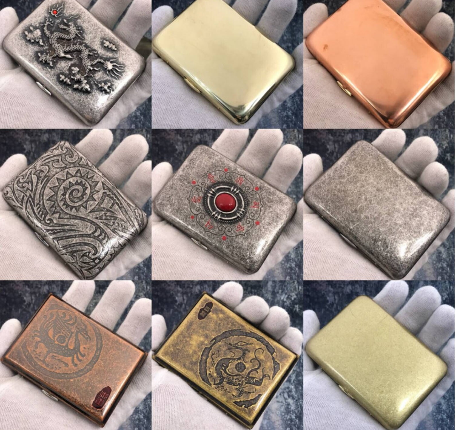engraved cigarette holder Brand new, handmade, brass, metal engraved cigarette case, holds 16  cigarettes