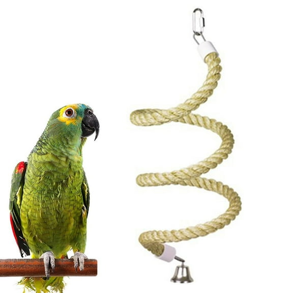 Brand new, natural strong Birds Parrot Stand Perch Toys Stainless Steel Birds Cage Perch Climbing String Rope