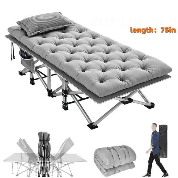 Folding Bed with Mattress (Mattress-Free Option Available) | Portable Adult Sleeping Cot with Carry, Foldable Guest Bed/Camping Cot - Ideal for Adults, Suitable for Travel, Yard.