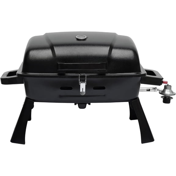 BrandMan Portable Propane Gas Grill, 1-Burner Tabletop Compact BBQ Grill with Folding Legs and Lockable Lid for Camping, Tailgating & Outdoor Cooking, Hassle-Free Setup