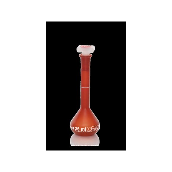 BrandTech 671950 Volumetric Flask, PMP, VITLAB UV-Protect, with NS 10/19 Stopper, PP, Class A, 25 mL; Pack of 2