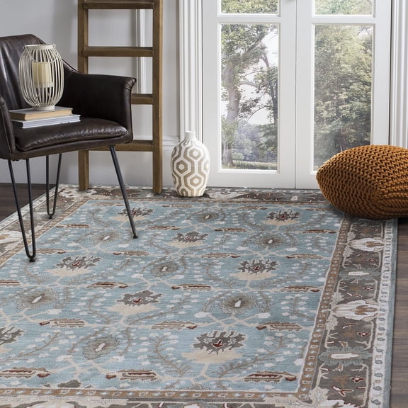 Brandan Porcelain 2'.6" X 9' Area Rug Handcrafted Motif Floral Design Oriental Traditional Design Non-Shedding Fine Wool Pile & Easy-Care Areas in Living Room Bedroom