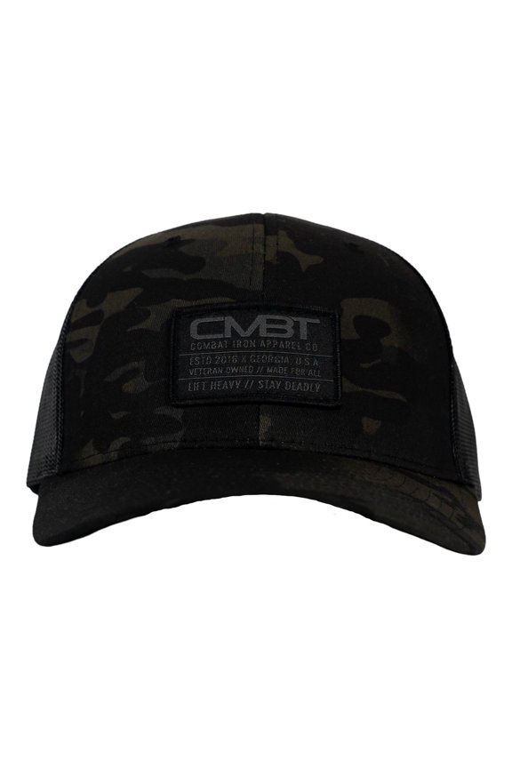 Branded Cmbt Subdued Labeled Snapback Hat Black Multicam