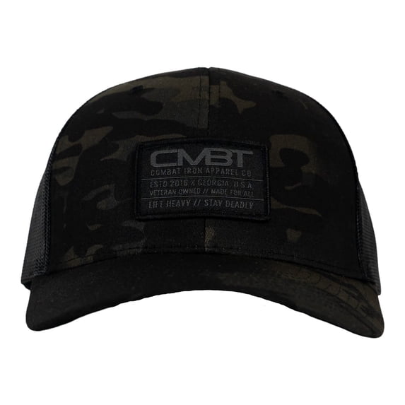 Combat Iron Branded Cmbt Subdued Labeled Snapback Hat Black Multicam