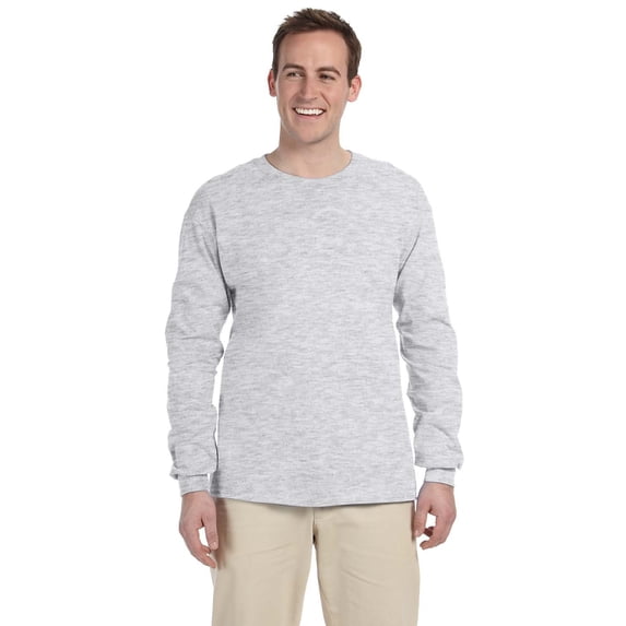 Branded Gildan Adult Ultra Cotton 6 oz Long Sleeve T-Shirt - ASH GREY - S (Instant Saving 5% & more on min 2)