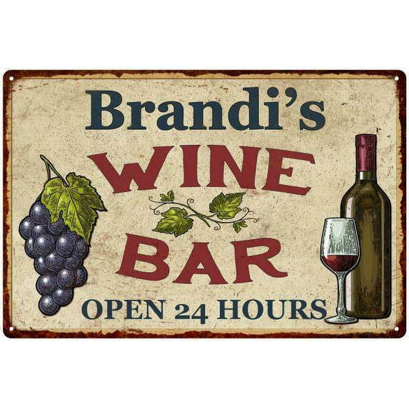 Brandi's Rustic Wine Bar Sign Wall Decor Kitchen Gift 8 x 12 High Gloss Metal 208120056473