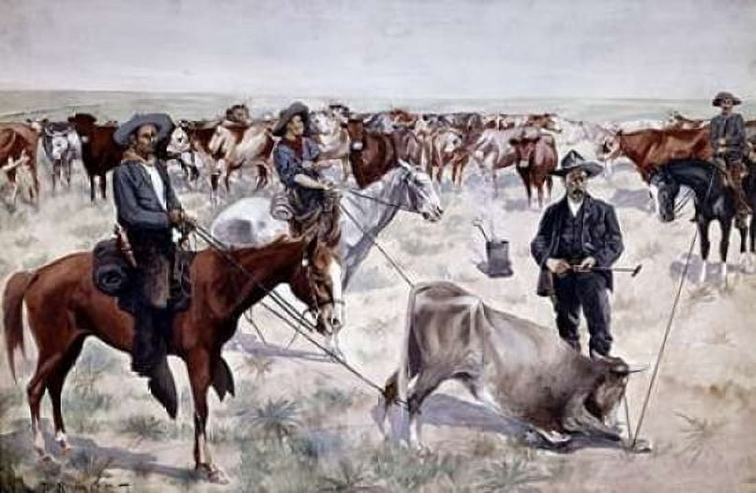 Branding a Steer Canvas Art - Frederic Remington (24 x 36)