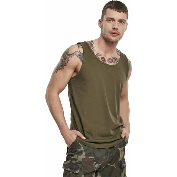 BRANDIT INDIVIDUAL WEAR Adult Male Essential Tank Top, Color: Olive, Size: XL (4210-15001-XL)