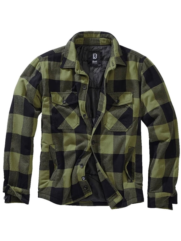 Adult Male Flannel Lumber Jacket, Color: Black Olive Ch, Size: L