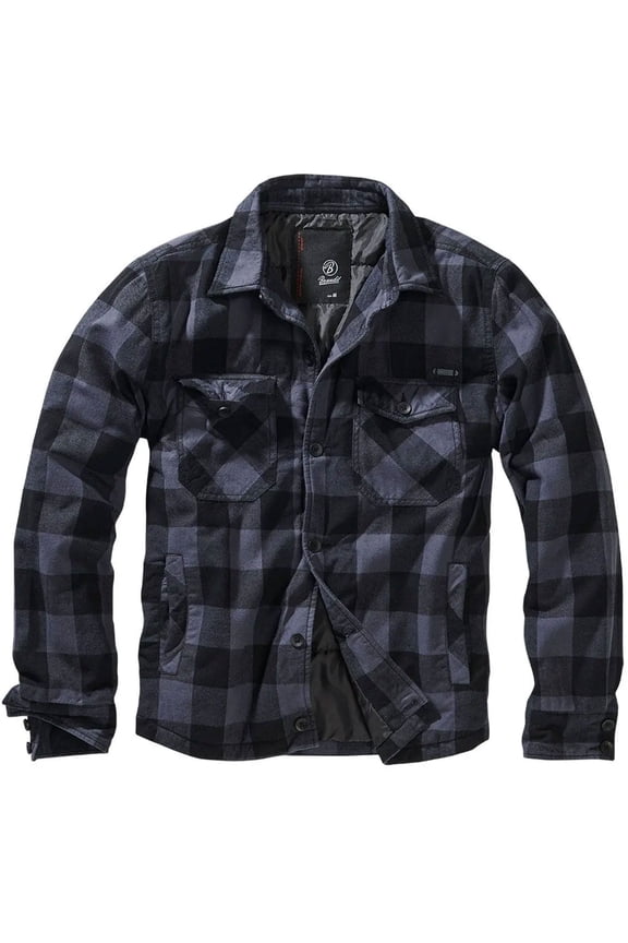 Adult Male Flannel Lumber Jacket, Color: Black Gray Ch, Size: XXL
