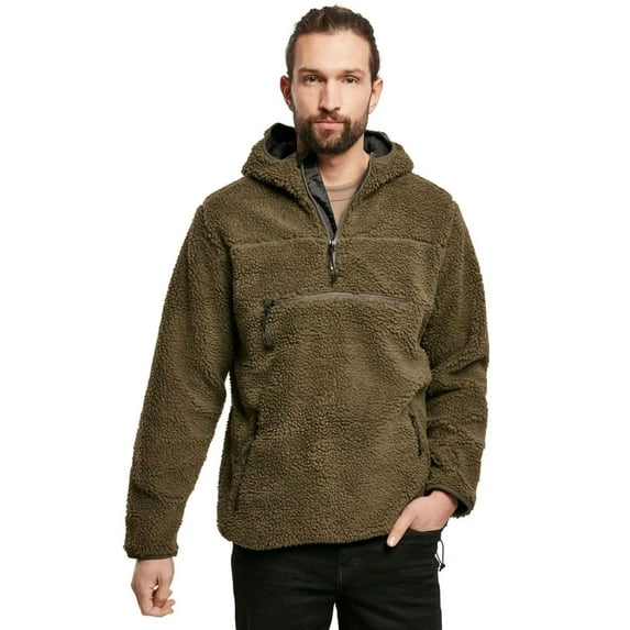 BRANDIT INDIVIDUAL WEAR Adult Male Hooded Fleece Quarter Zip Pullover, Color: Olive, Size: XXL