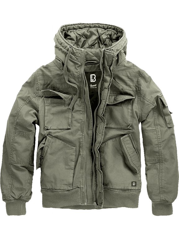 Hooded Short Jacket - Olive / Army Green, Military Style Short-Cut Field Jacket (L)