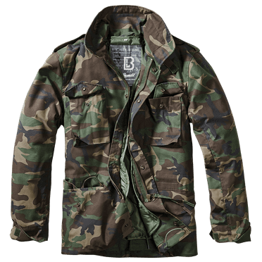 Brandit M65 Classic Field Jacket - Woodland Camo, Outdoors Military Quilted Lined Jacket (S)