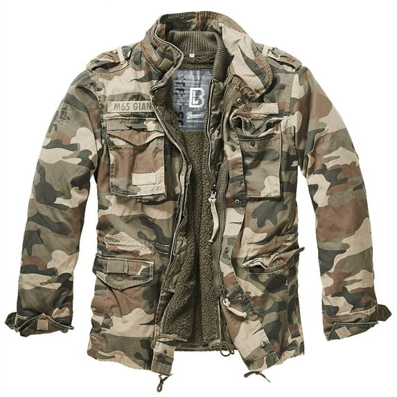 Brandit M65 Premium Field Jacket - Light Woodland Camouflage, Outdoors Military Jacket (XL)