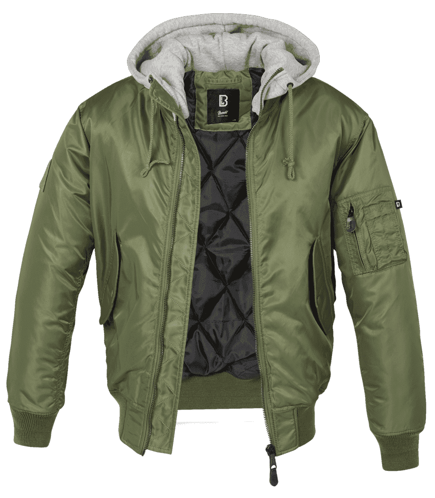 Big & Tall Brandit MA-1 Hooded Bomber Jacket (Olive with