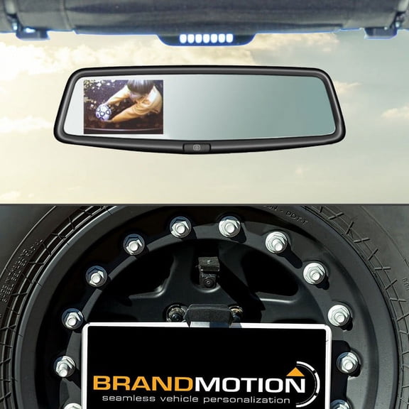 Brandmotion Jeep Wrangler Adjustable Rear Vision System with OEM Mirror Display 2007-Current