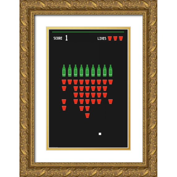 Brando, JJ 13x18 Gold Ornate Wood Framed with Double Matting Museum Art Print Titled - Beer Pong