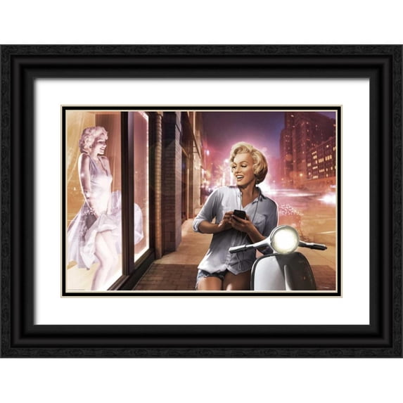 Brando, JJ 18x13 Black Ornate Wood Framed with Double Matting Museum Art Print Titled - Marilyn Shop Window