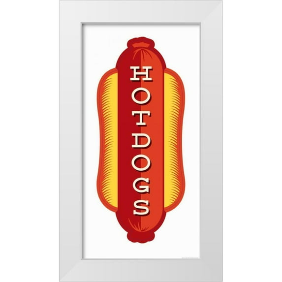 Brando, JJ 18x32 White Modern Wood Framed Museum Art Print Titled - Hotdogs In White