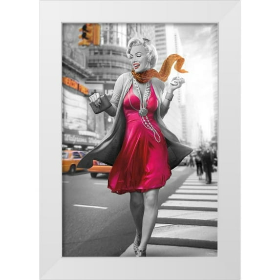 Brando, JJ 23x32 White Modern Wood Framed Museum Art Print Titled - Marilyn In The City