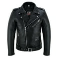 thumbnail image 1 of Brando Legacy – Men’s Leather Motorcycle Jacket | Classic Brando Biker Jacket with Asymmetrical Zipper, Heavy-Duty Cowhide, CE Armor Pockets, and Belted Waist Black-40-M, 1 of 6