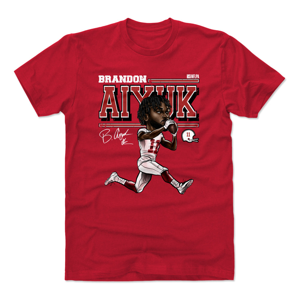 Brandon Aiyuk Cartoon WHT, Football Players Tee, Football Fans