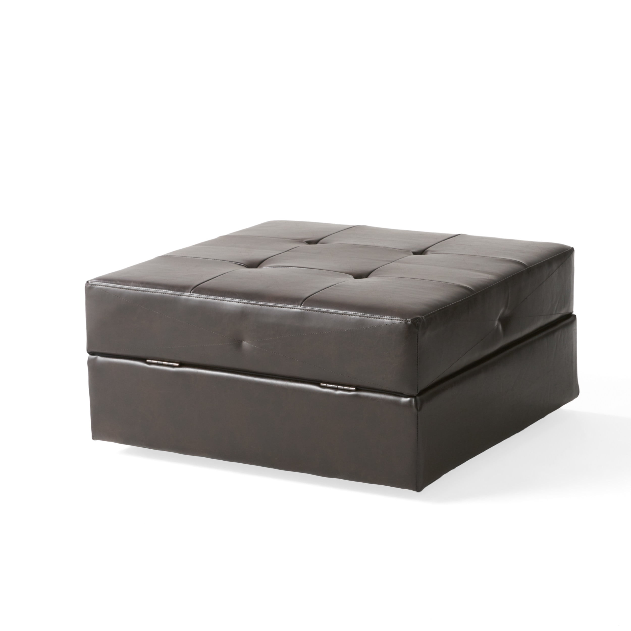 Brandon Brown Leather Storage Ottoman