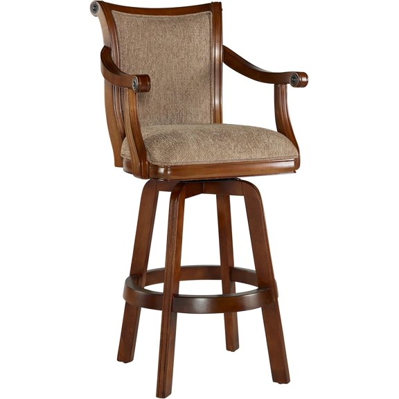 Brandon Cherry Swivel Arm Barstool with Extra Padded Upholstered Seat by Powell