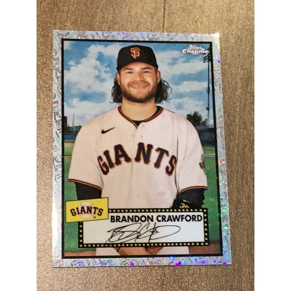 Brandon Crawford MLB Giants 2021 Topps Chrome Platinum Anniversary Mini-Diamonds Refractor 331 trading card