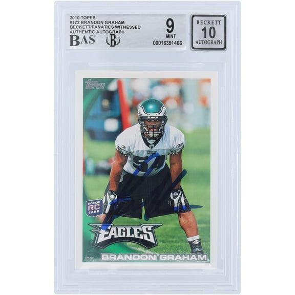 Brandon Graham Philadelphia Eagles Autographed 2010 Topps #172 Beckett Fanatics Witnessed Authenticated 9/10 Rookie Card - Fanatics Authentic Certified