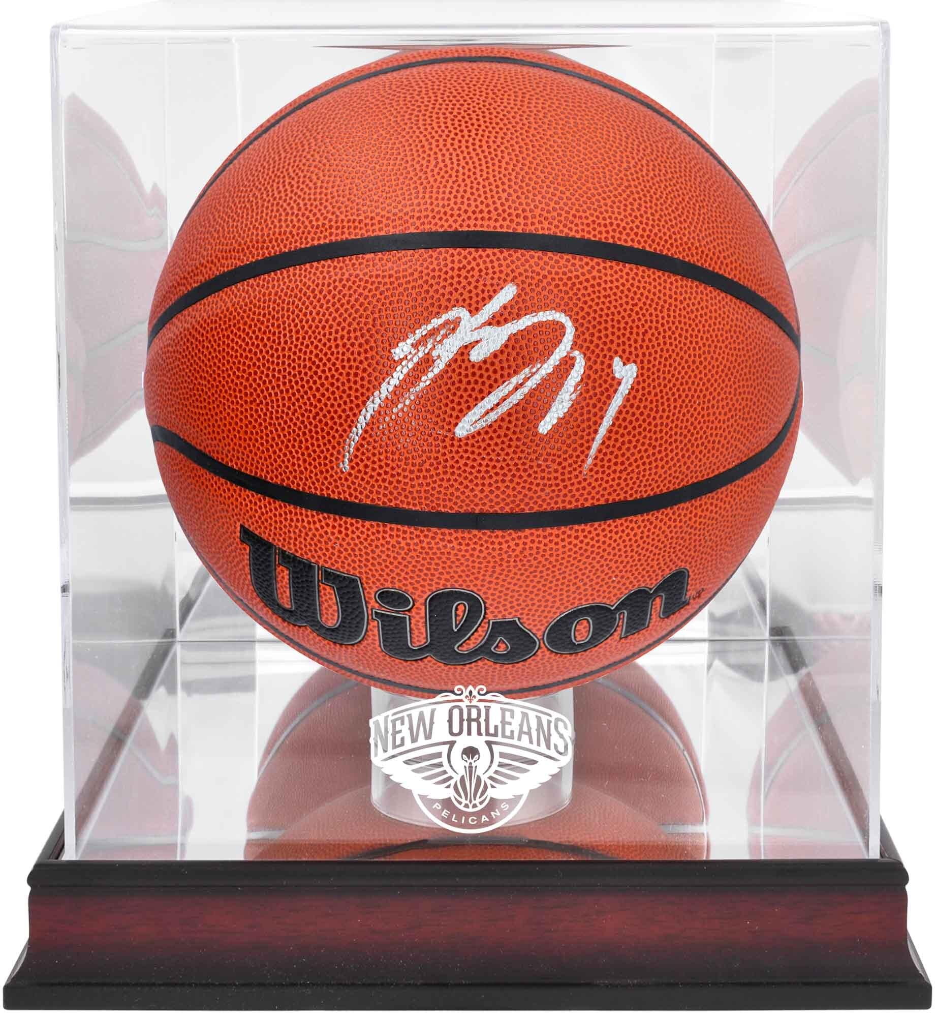 Brandon Ingram New Orleans Pelicans Autographed Wilson Replica Basketball with Mahogany Team Logo Display Case - Fanatics Authentic Certified